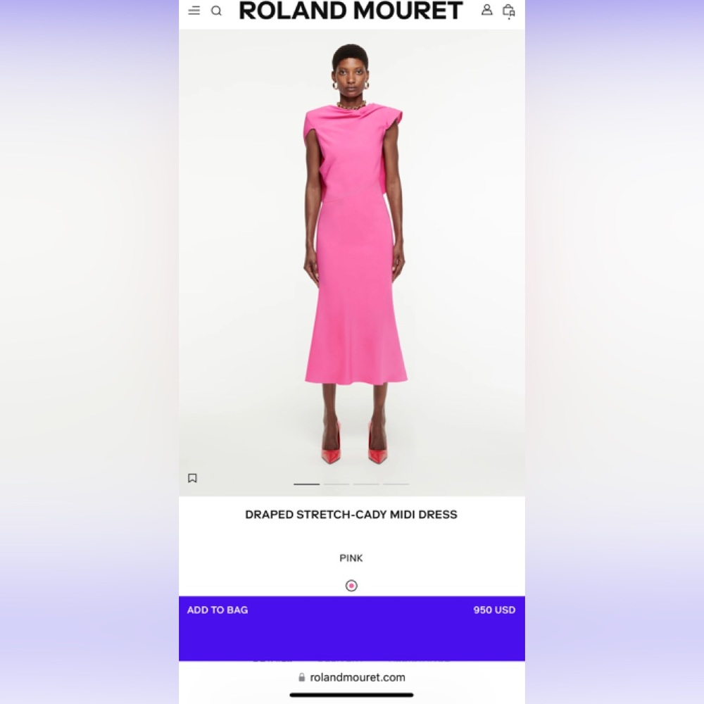 Roland Mouret DRAPED STRETCH-CADY MIDI DRESS